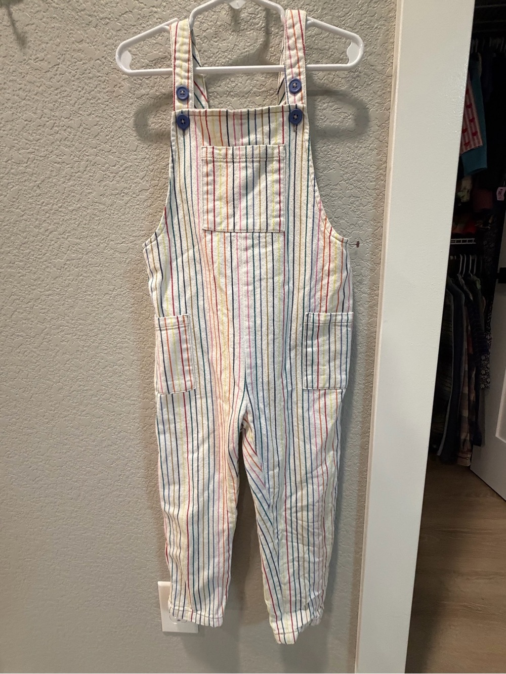 Mini Boden Multicolor Stripe Cotton Kids Overalls
